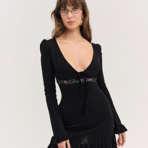 Naomi Knit Mini Dress — Black