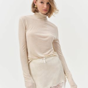 Athena Turtle Neck Top — Cream