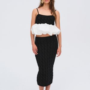 Lise Knit Midi Skirt — Black