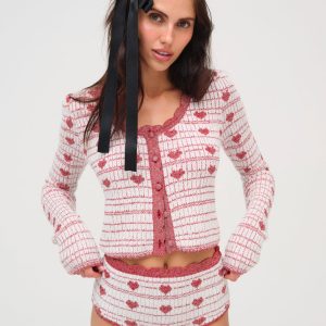 Candy Heart Knit Panty — Cream