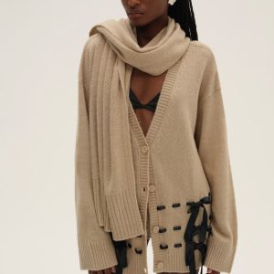 Solana Cardigan with Scarf — Tan