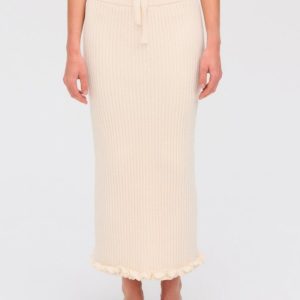 Rey Knit Midi Skirt — Cream