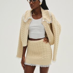 Milana Knit Mini Skirt — Cream