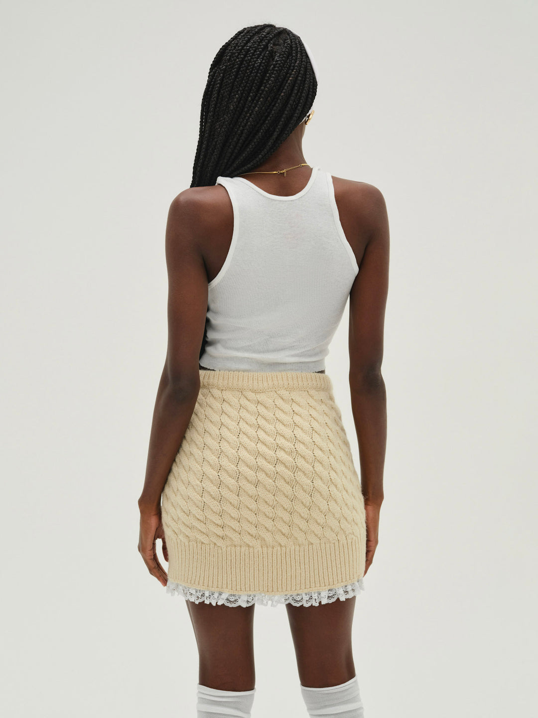 Milana Knit Mini Skirt — Cream - Image 4