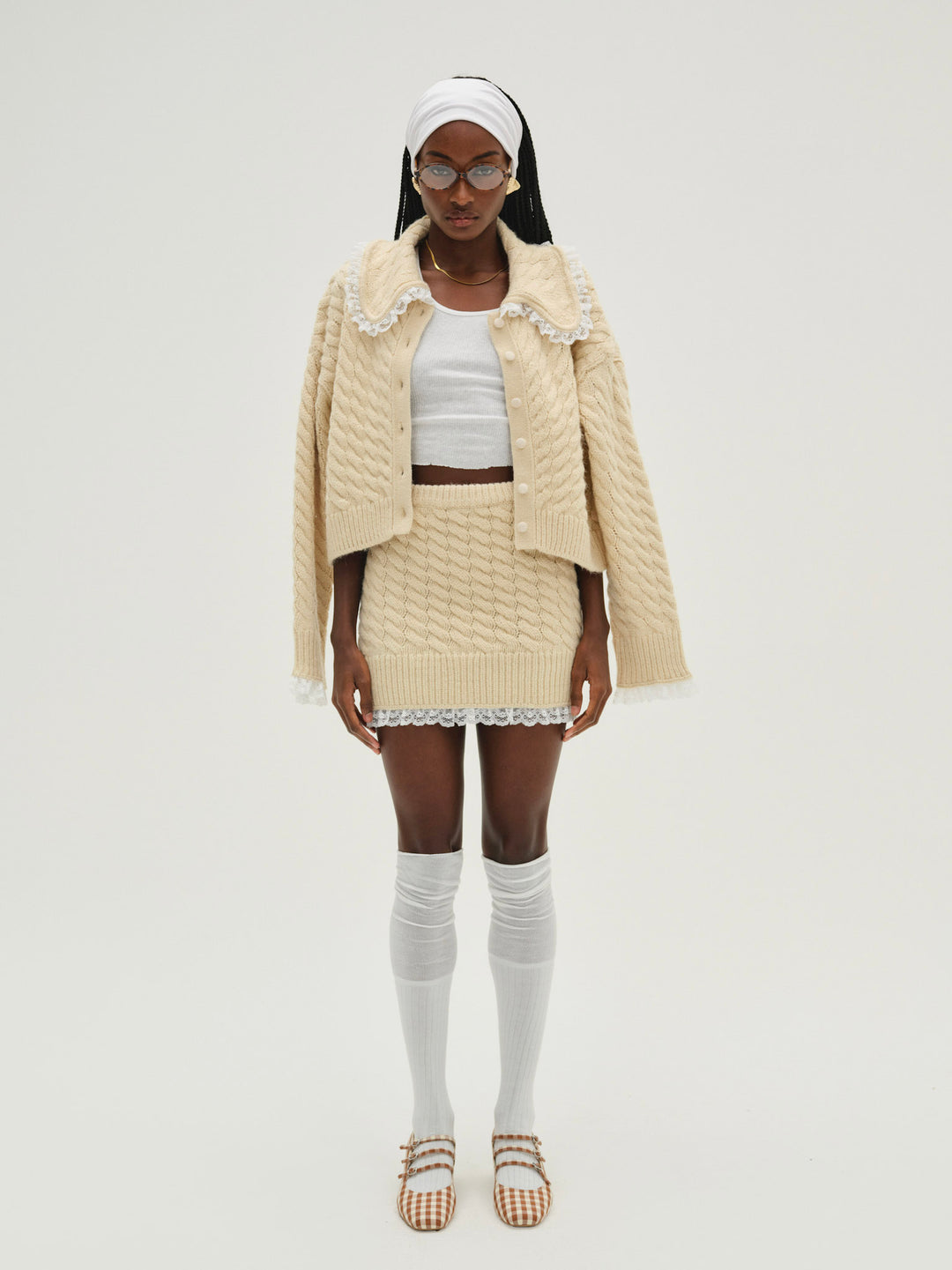 Milana Knit Mini Skirt — Cream - Image 5