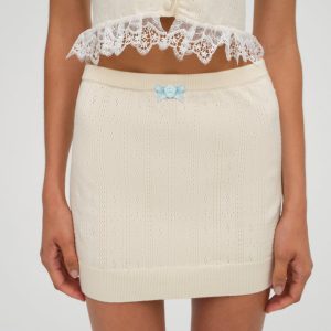 Daniela Knit Mini Skirt — Cream