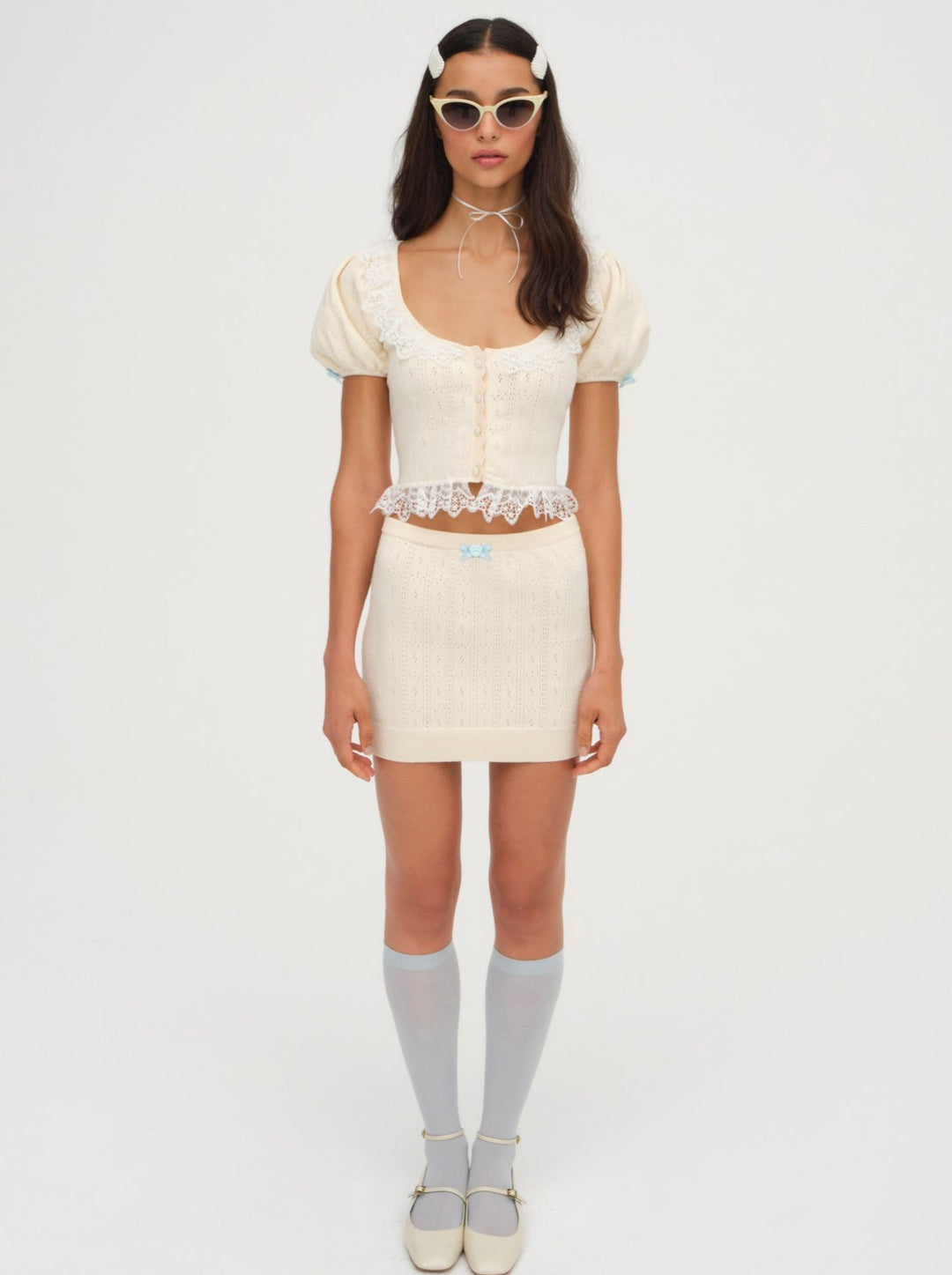 Daniela Knit Mini Skirt — Cream - Image 2