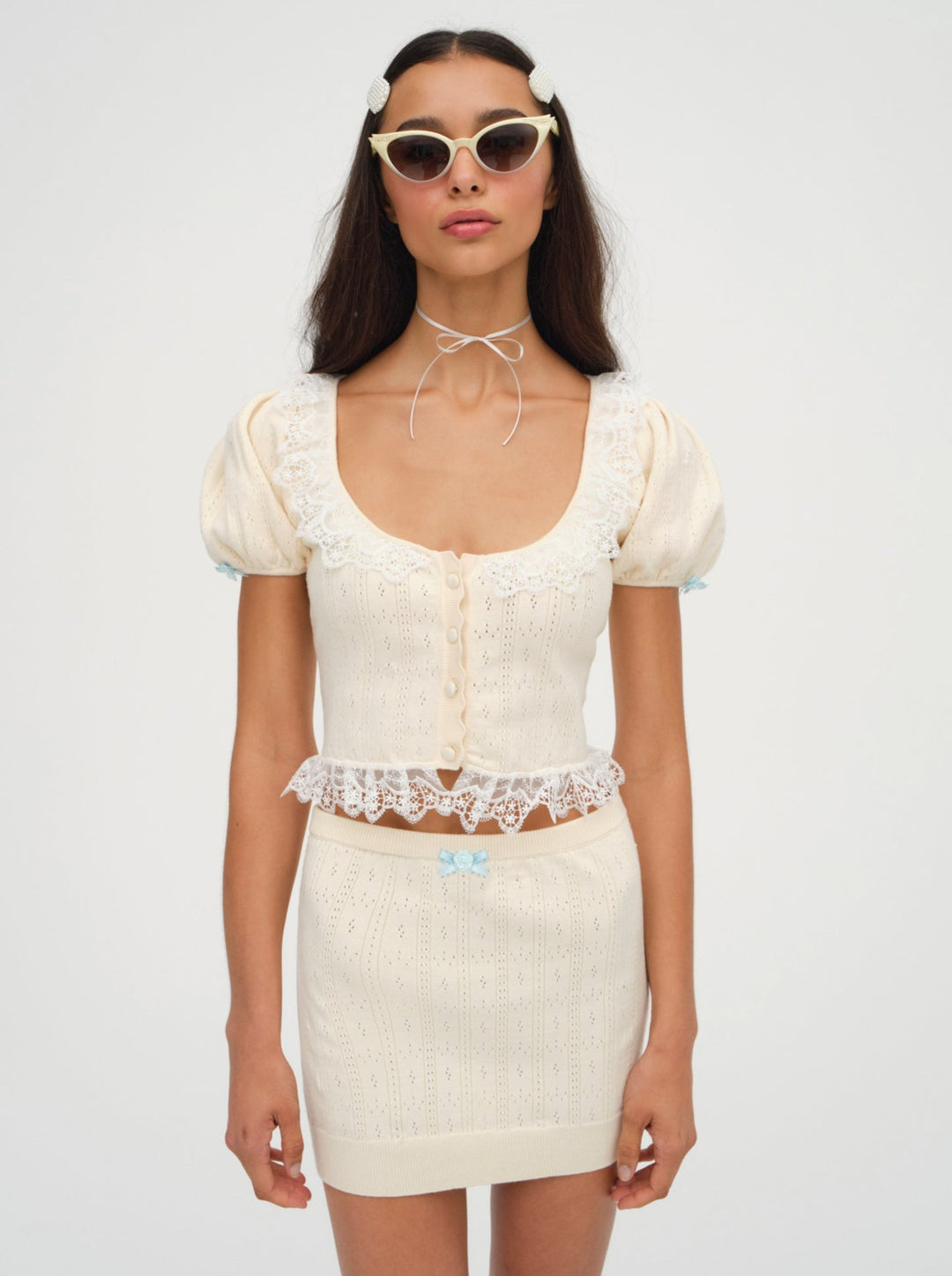 Daniela Knit Mini Skirt — Cream - Image 3