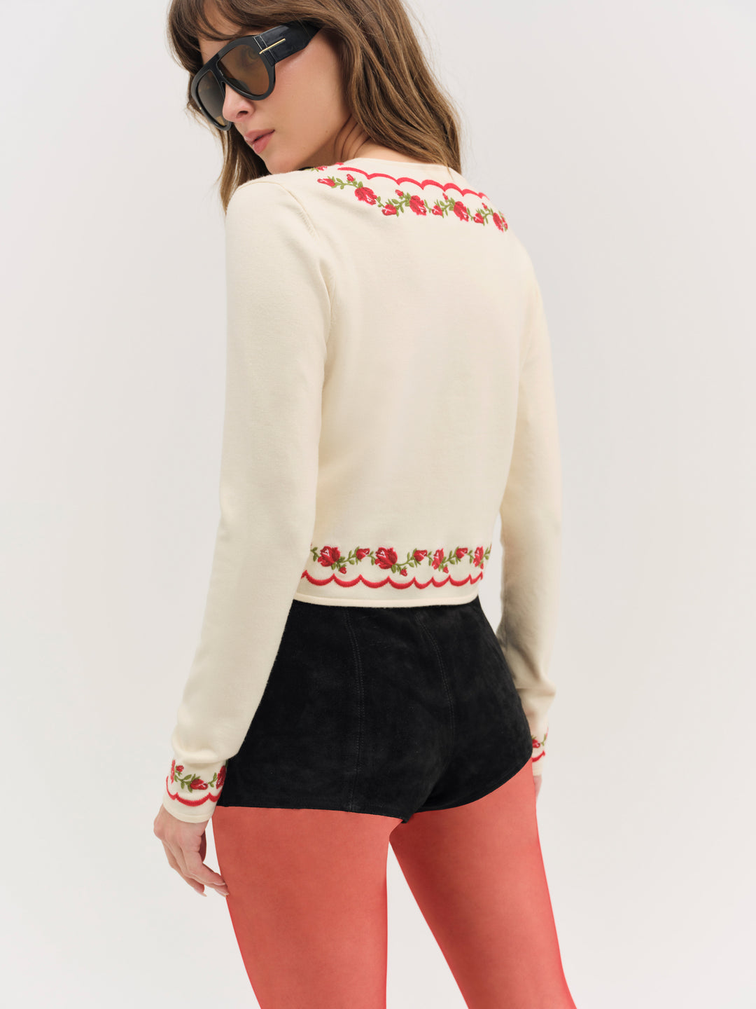 Rose Waltz Scalloped Knit Cardigan — Cream - Image 3