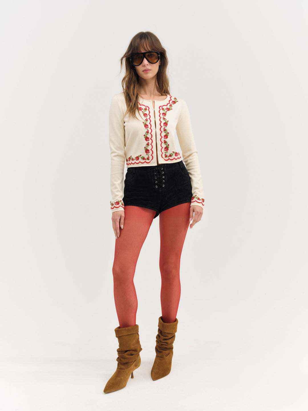 Rose Waltz Scalloped Knit Cardigan — Cream - Image 4