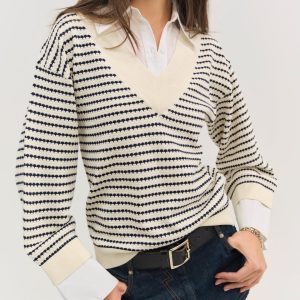 Regatta Stripe Knit Sweater — Cream