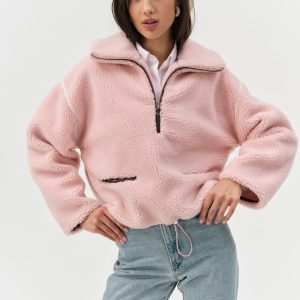 Melody Pullover Sherpa Jacket — Pink