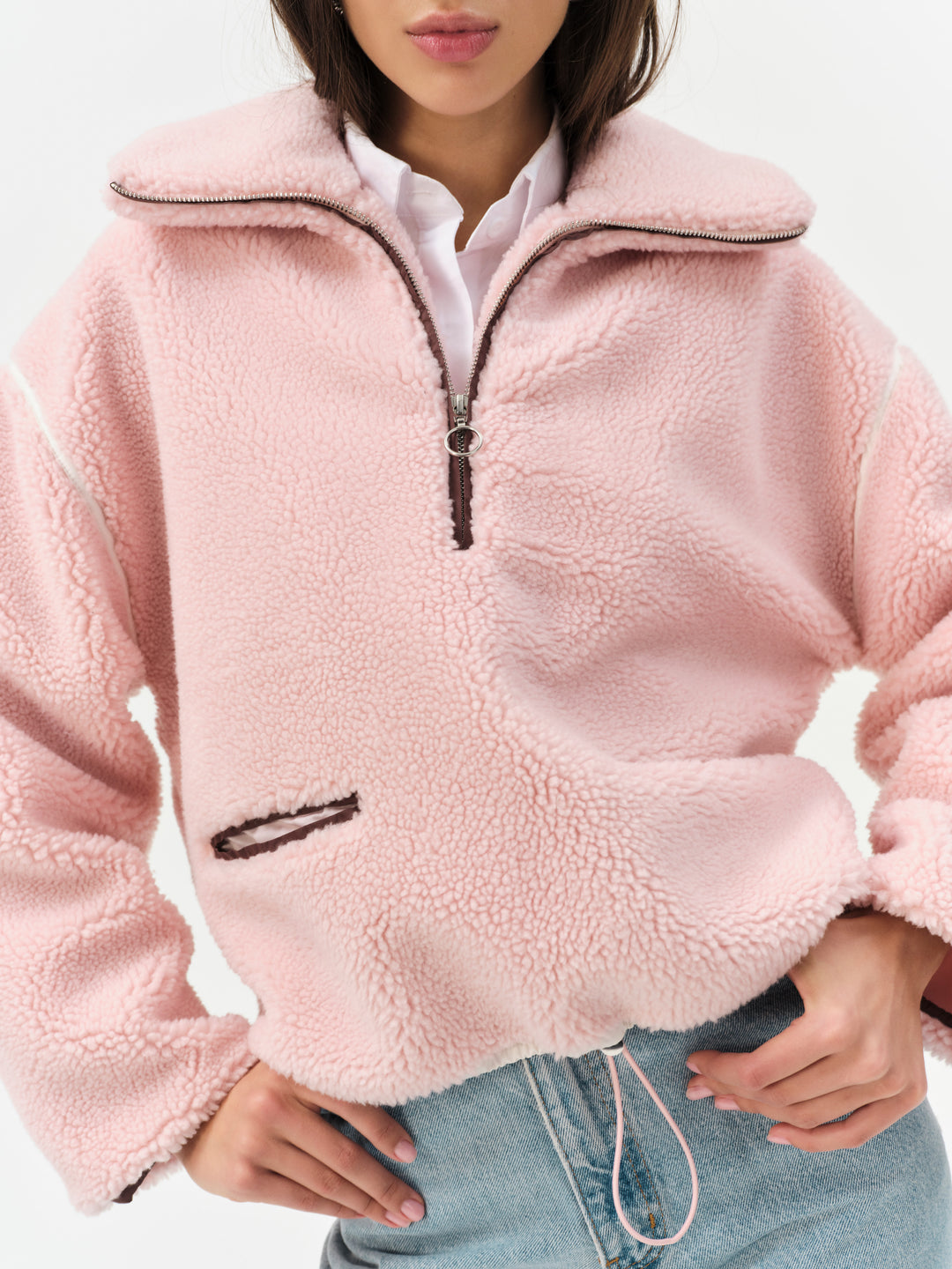 Melody Pullover Sherpa Jacket — Pink - Image 3