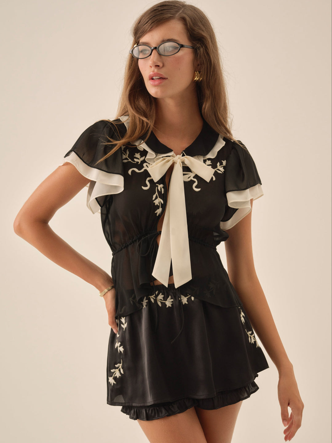 Emmie Chiffon Skort — Black - Image 2