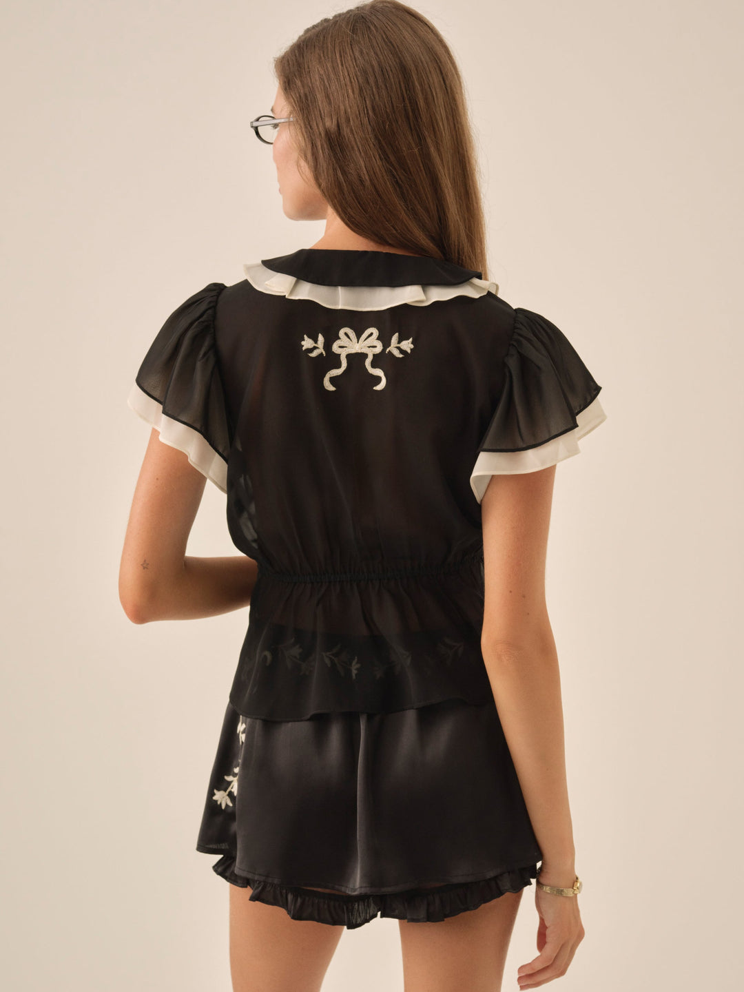 Emmie Chiffon Skort — Black - Image 3