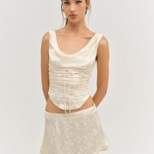 Carla Jacquard Mini Skirt — Cream