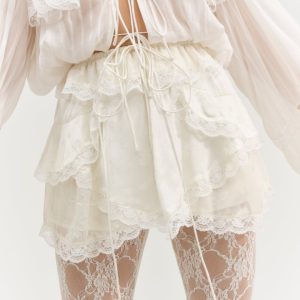 Jeanne Jacquard Mini Skirt — Cream