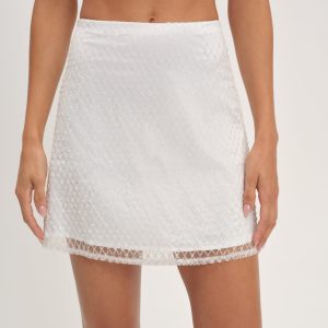 Glitter Grid Mini Skirt — White