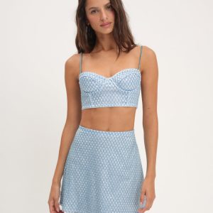 Glitter Grid Mini Skirt — Blue