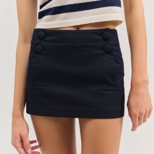 Cotton Twill Micro Skort — Navy