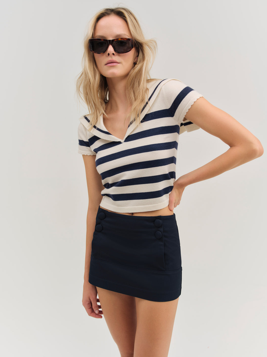 Cotton Twill Micro Skort — Navy - Image 4