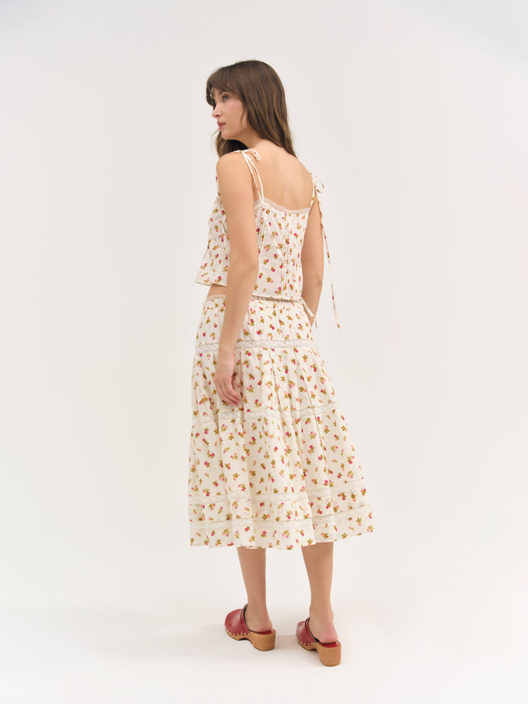 Adahlia Floral Midi Skirt — Cream - Image 3