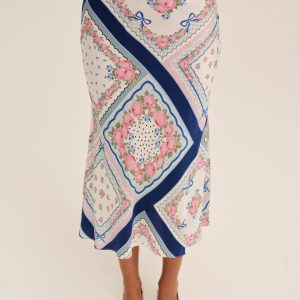 Summer Scarf Midi Skirt — Blue