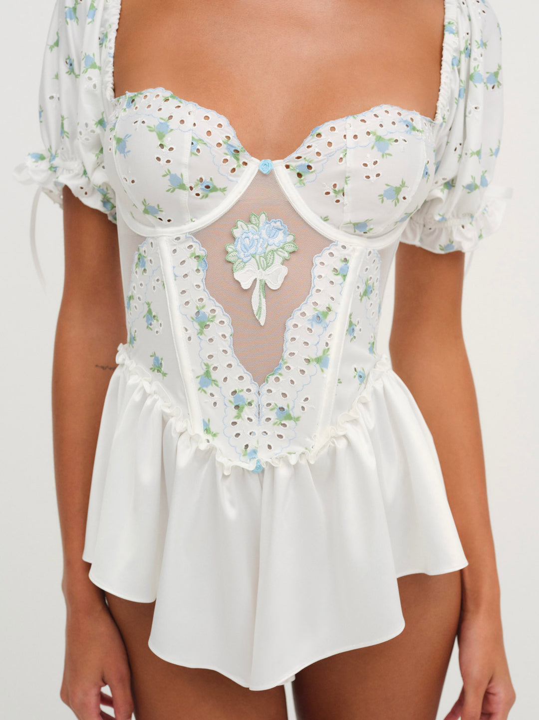 Budding Blossom Sleep Romper — White - Image 2