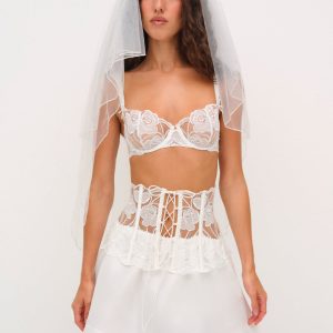 Blushing Blooms Mini Skirt — White