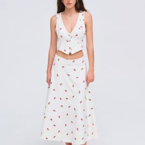 Talia Midi Skirt — Cream