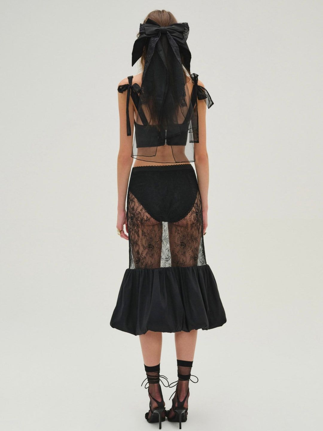 Sugarplum Lace Midi Skirt — Black - Image 3