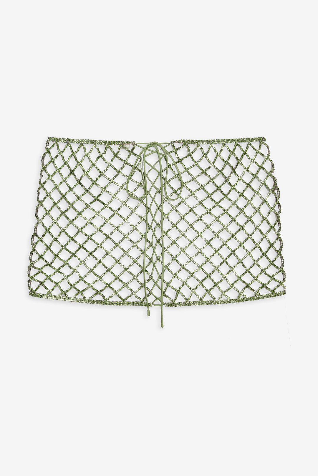Tulip Grid Rhinestone Skirt — Green - Image 10