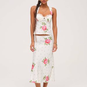 Rosebud Midi Skirt — White
