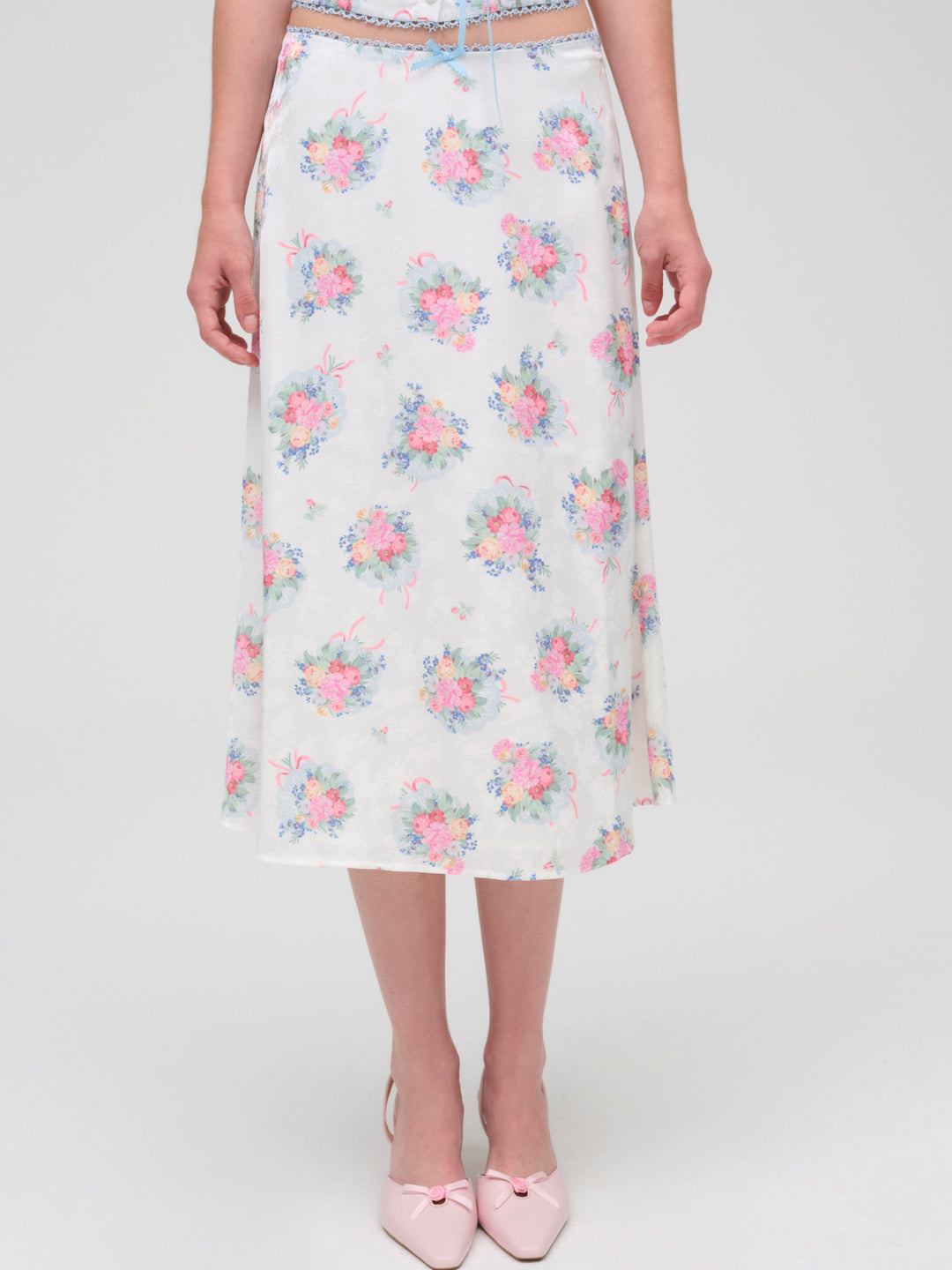 Doily Bouquet Midi Skirt — White - Image 2
