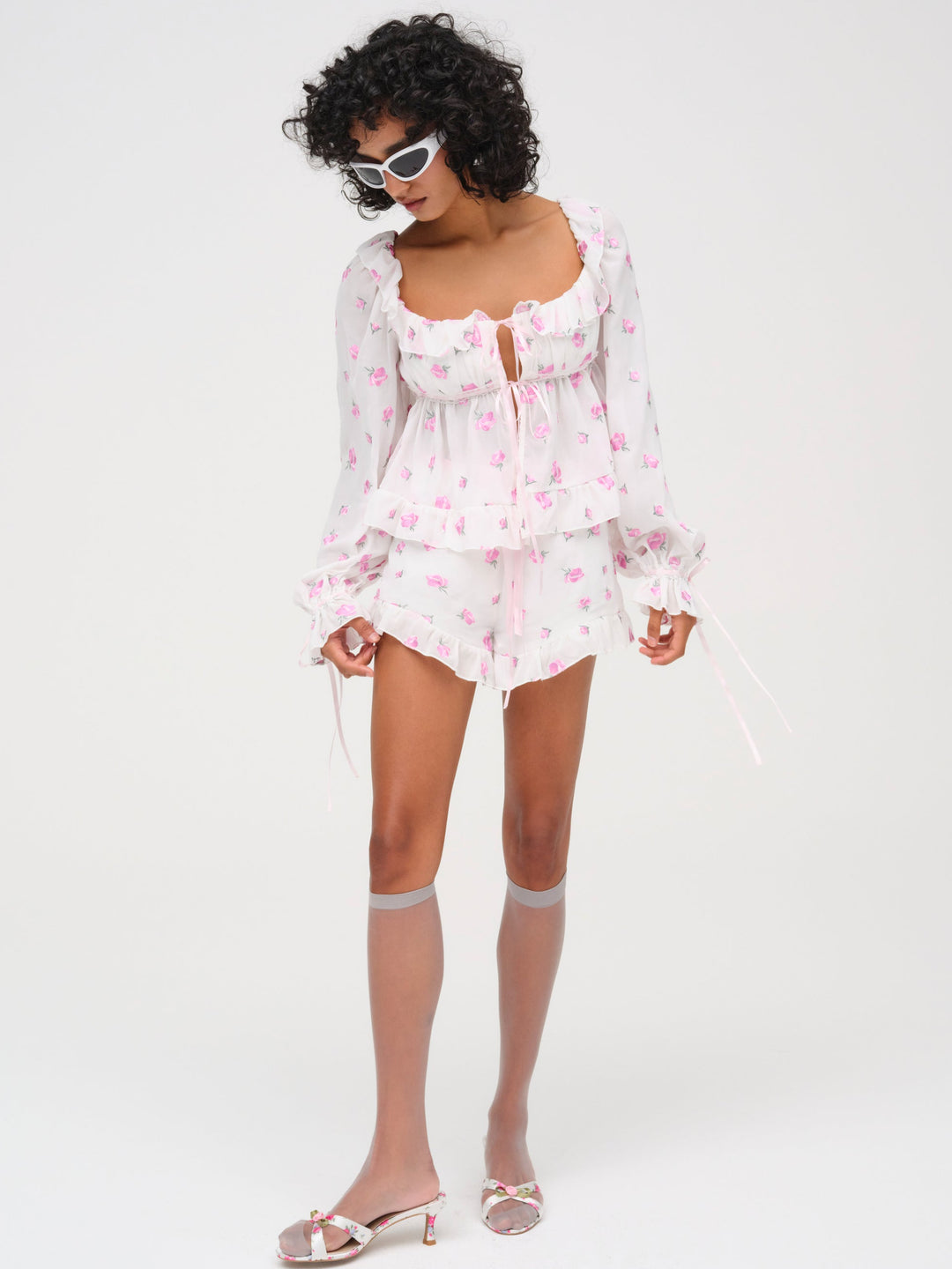 Fiona Floral Short — White - Image 2
