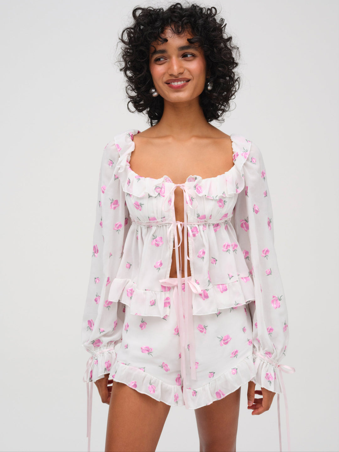 Fiona Floral Short — White - Image 3