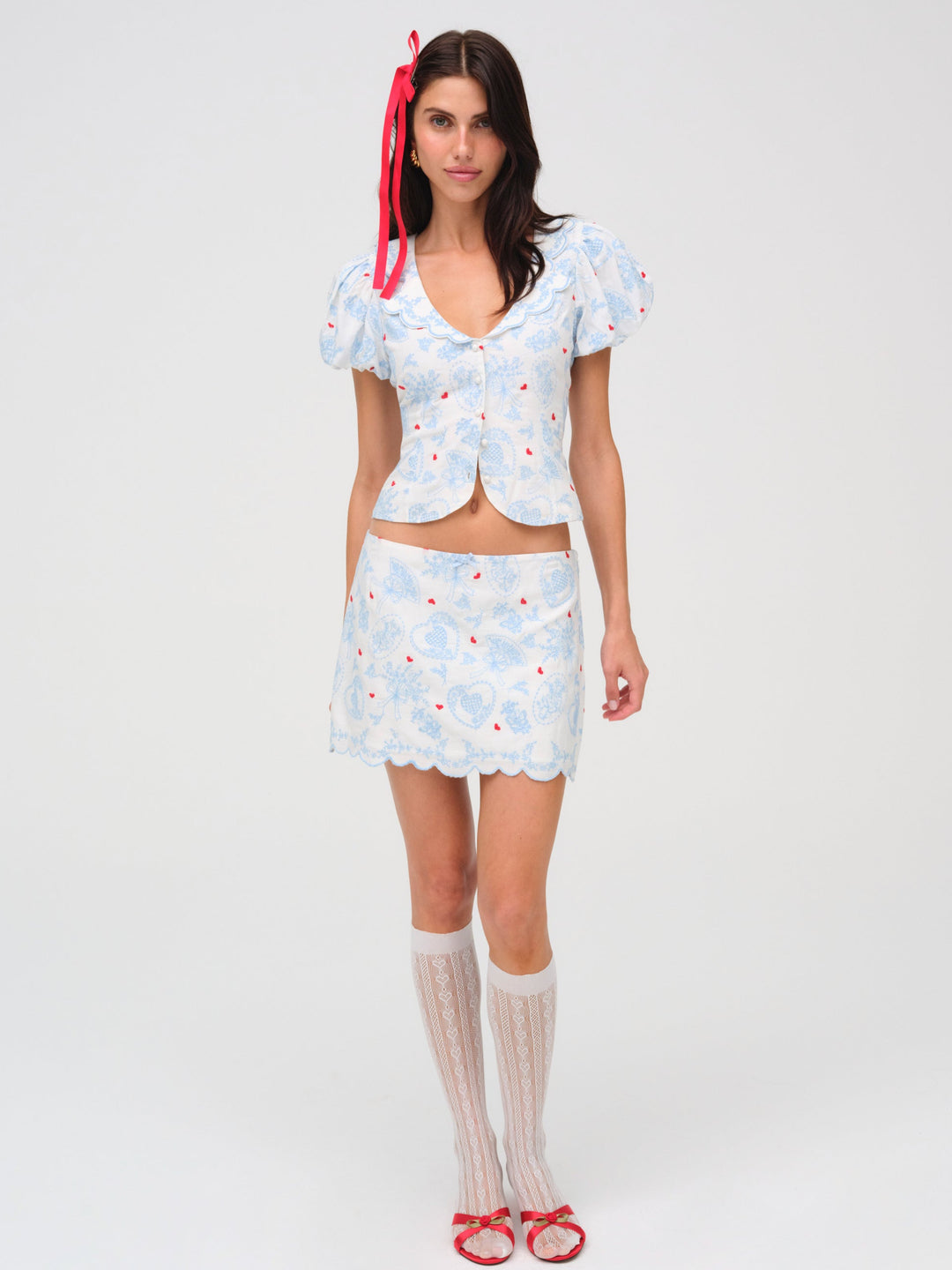 Livia Linen Mini Skirt — White - Image 4