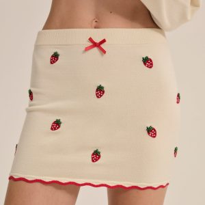 Strawberry Jam Mini Skirt — Cream