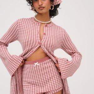 Gingham Knit Skort — Mauve