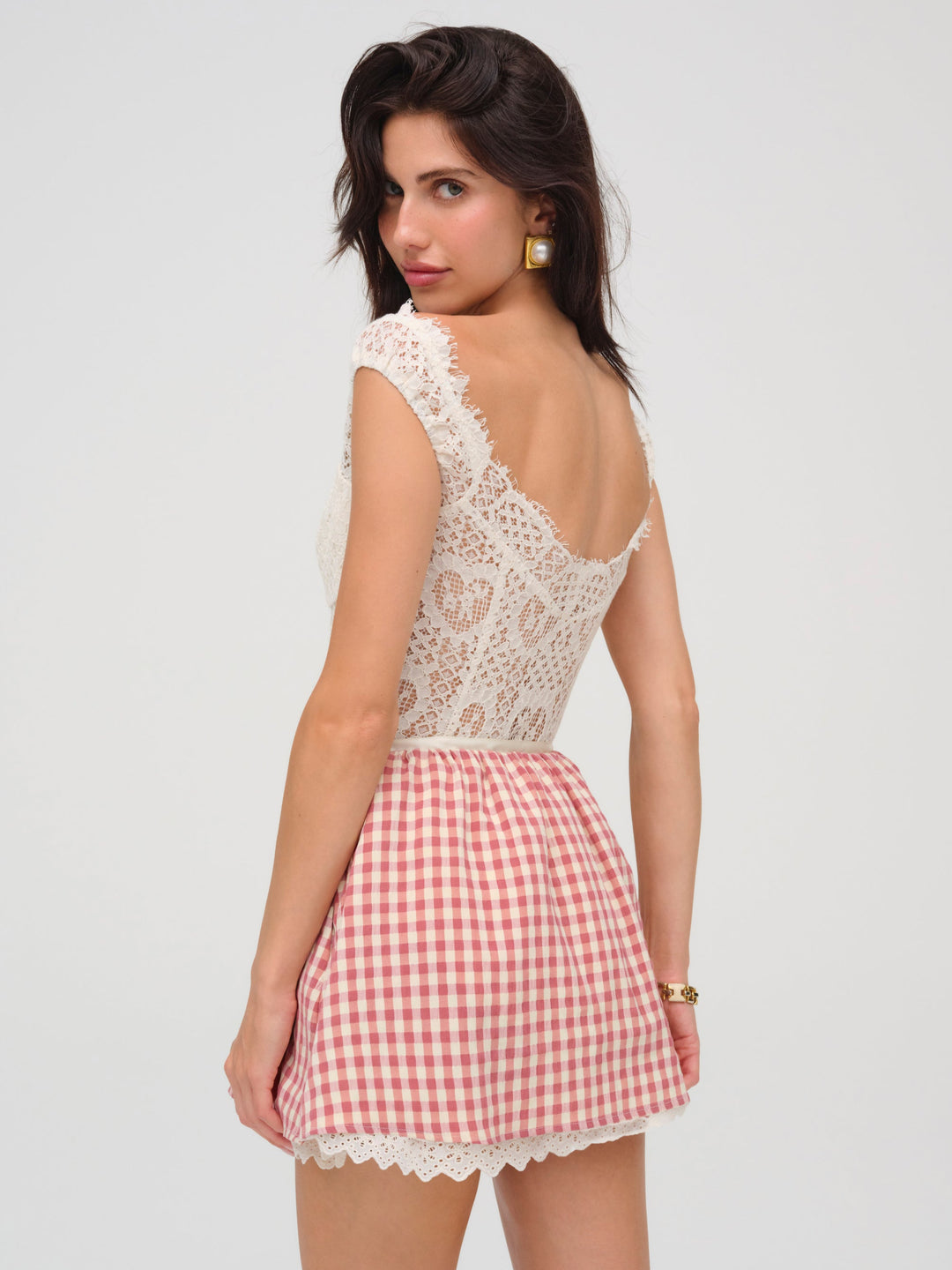 Georgia Gingham Micro Mini Skirt — Mauve - Image 3