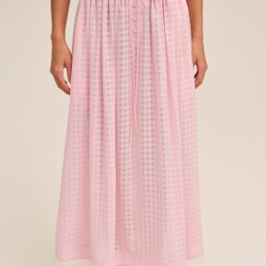 Ginny Gingham Midi Skirt — Pink