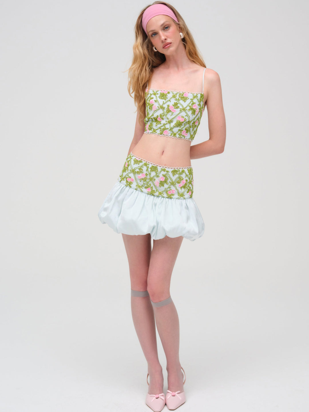 Bridget Beaded Mini Skirt — Blue - Image 2