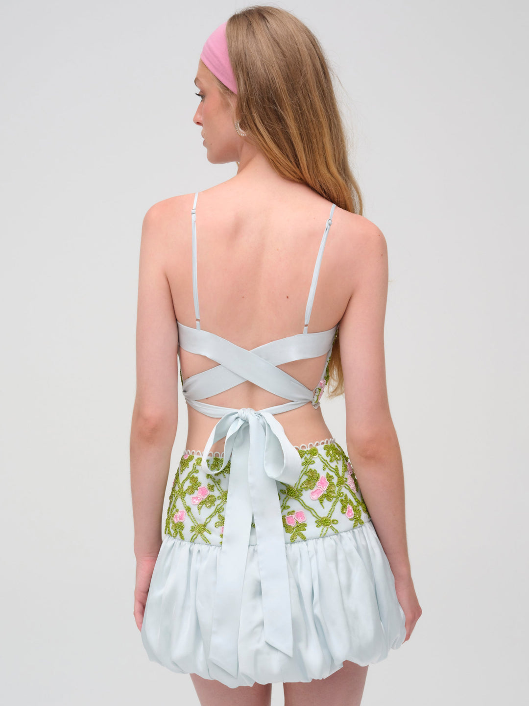 Bridget Beaded Mini Skirt — Blue - Image 3