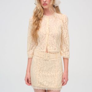 Lucy Lace Mini Skirt — Buttercream