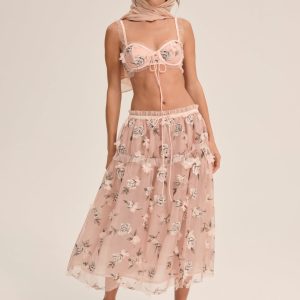 Blushing Rose Midi Skirt — Blush