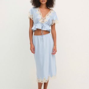 Sweetheart Midi Skirt — Dusty Blue