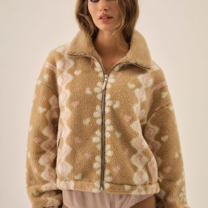 Betty Sherpa Zip Up — Pink
