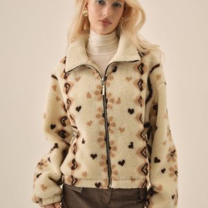 Betty Sherpa Zip Up — Brown