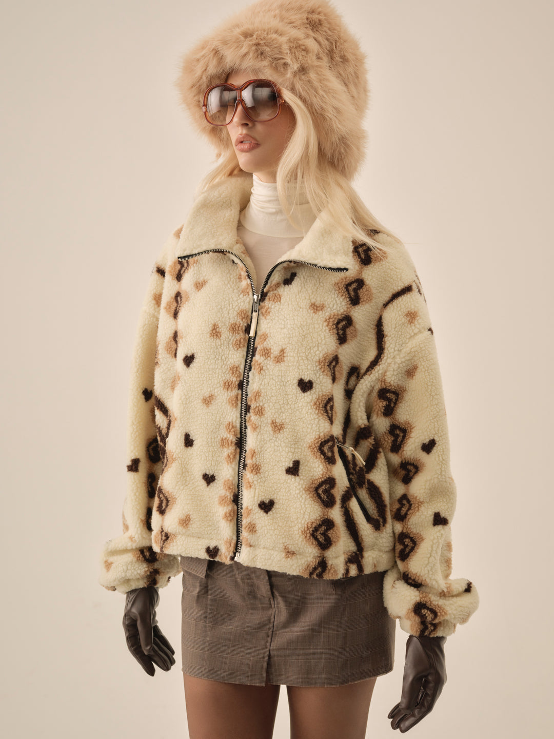 Betty Sherpa Zip Up — Brown - Image 4