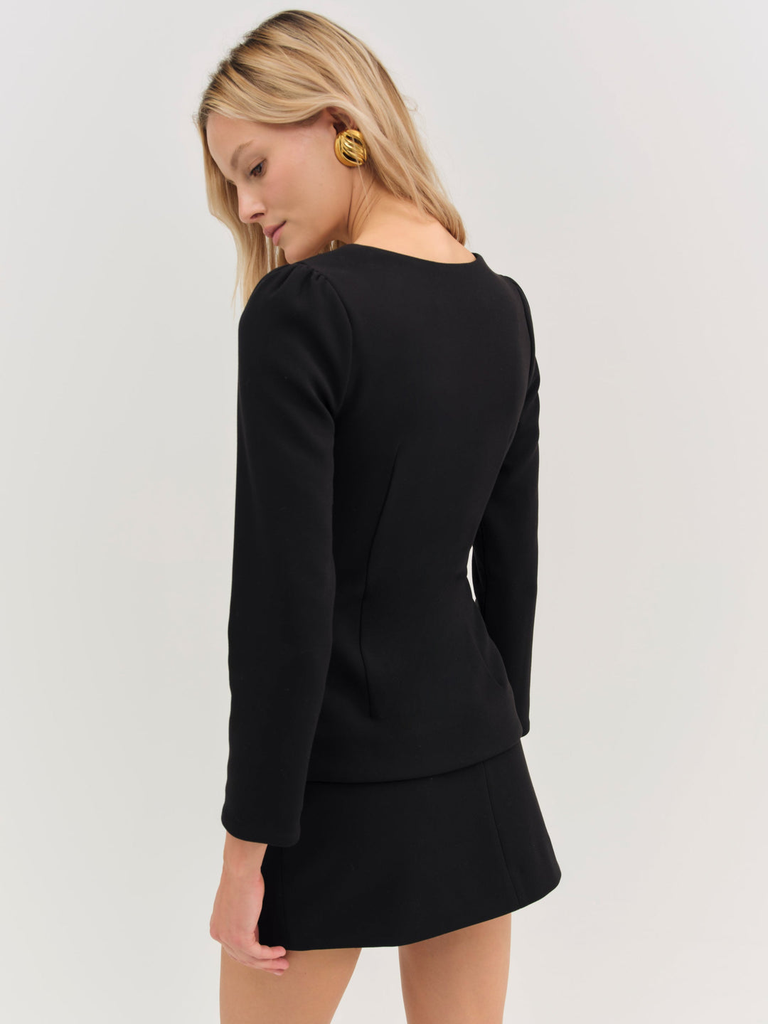 Josie Scoop Neck Blazer — Black - Image 2